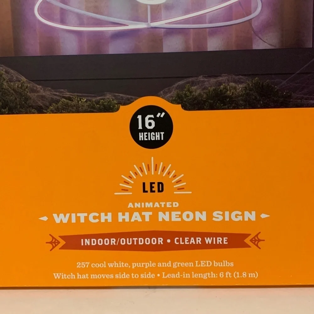 NIB. HYDE & EEK! Witch Hat Neon Sign